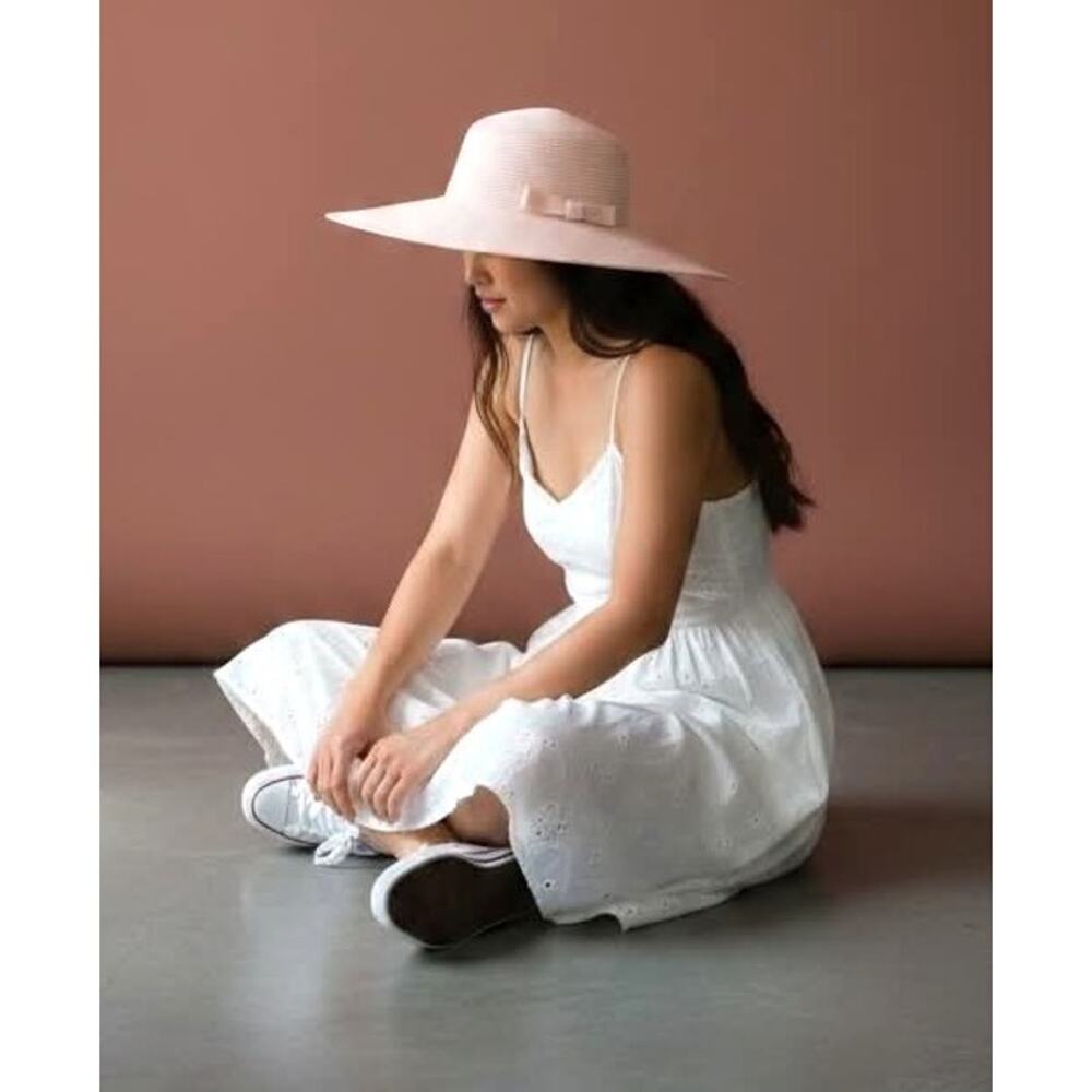 Nordstrom White Wide Brim Floppy Sun Hat Beach Resort Poolside Vacation OS ~ EUC